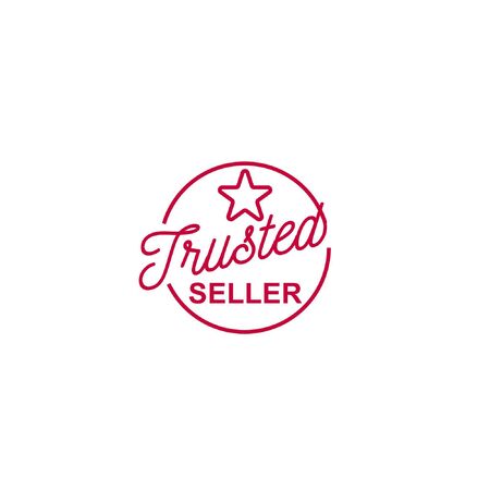 Trusted seller stamp vector logo design with handwritten text and star isolated on white background good for your website, micro blogging, marketplace iconのイラスト素材