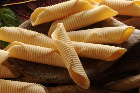 Closeup of Garganelli. Raw Italian pastaの写真素材