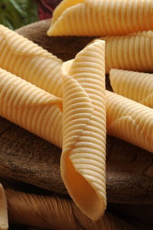 Closeup of Garganelli. Raw Italian pastaの写真素材