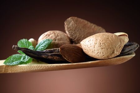 Dried fruit on the spoonの写真素材