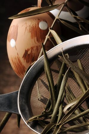 Easter herbal tea with olive leavesの写真素材