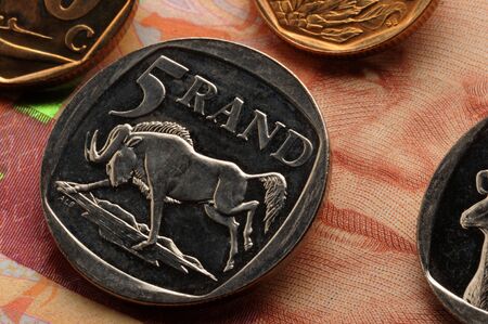 Close up on South African coins