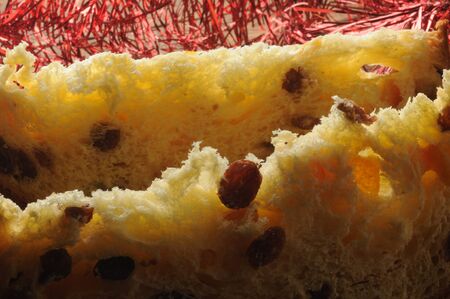 Two slices of panettone with raisinsの写真素材