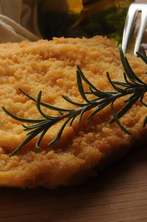 Chicken cutlet with scamorza cheeseの写真素材