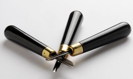 Gouges with black handle on a white backgroundの写真素材