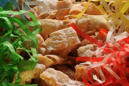 Traditional carnival desserts with confettiの写真素材