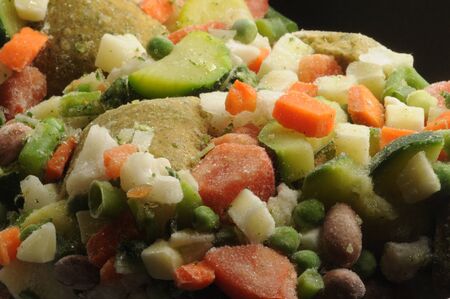 Close up on frozen minestroneの写真素材