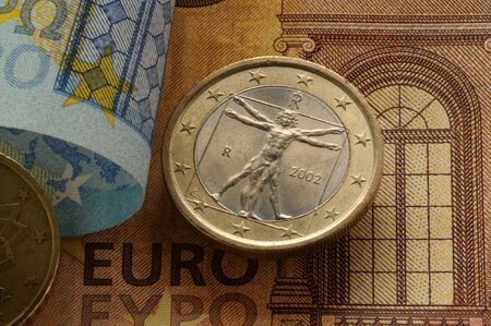 One italian euro with Vitruvian Manの写真素材
