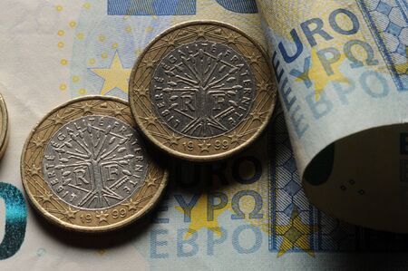 One french euro on banknotes