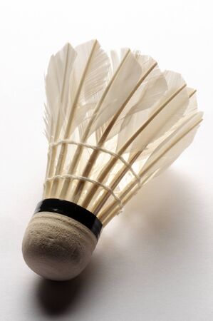 Shuttlecock with feather on white backgroundの写真素材