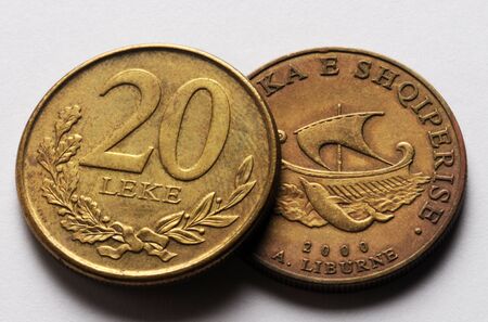 Close up on Albanian currencyの写真素材