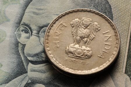 Close up on Indian currencyの写真素材