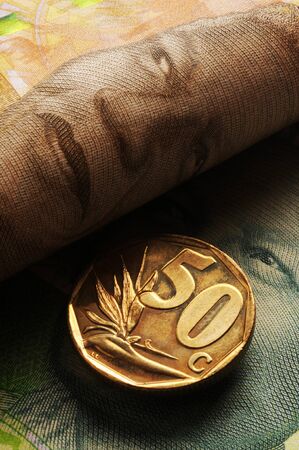Closeup on currency of South Africaの写真素材