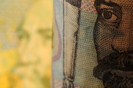 Close up on Romanian banknotesの写真素材