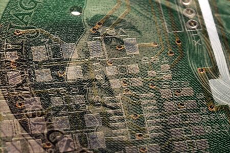 Banknote of Poland with circuit board