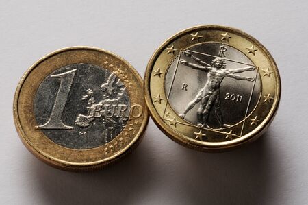 Italian euro on white backgroundの写真素材
