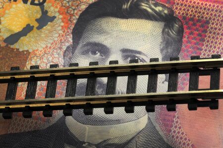 Closeup of rails on new zealander banknotes