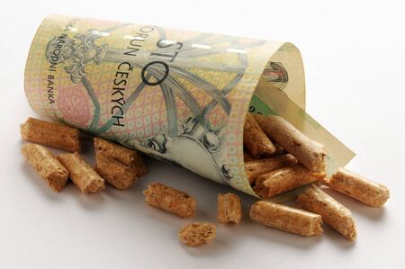 Close up on wood pelletsの写真素材