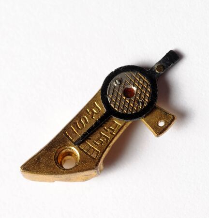 Mechanism of a clock on a white backgroundの写真素材