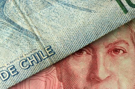 Close up on chilean currencyの写真素材