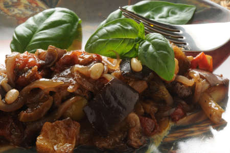 Close up on Sicilian caponataの写真素材