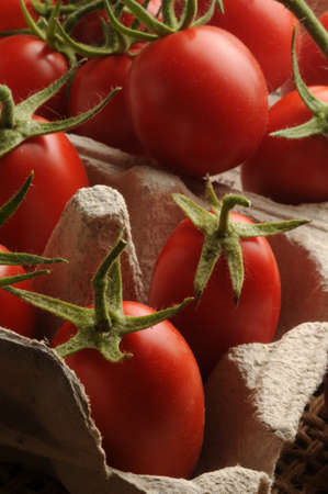 San Marzano tomatoes in the box for eggsの写真素材