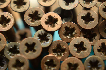 Close up on a pile of used screws.の写真素材