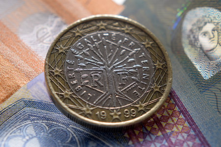 Close up on french euro and banknotes.の写真素材