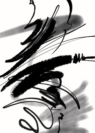 Bold acrylic watercolour charcoal ink hand drawn illustrationの写真素材