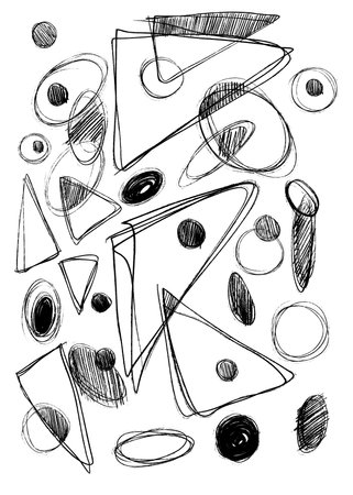 Hand-drawn geometric original pencil pattern illustrationの写真素材