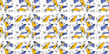 Hand drawn geomethic seamless pattern illustration graphic shaper colorful vividの写真素材