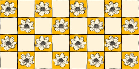 Simple flower chess seamless pattern, summer spring, colors
