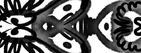 Bold line black white brushstroke acrylic watercolour print poster ink hand drawn illustration abstract calligraphyの写真素材