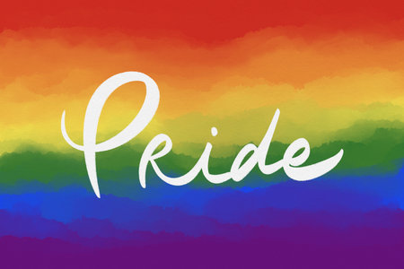 Pride month celebration, gay couple lesbian LGBTQ gender gradient shape heart love rainbow illustration paper textureの写真素材