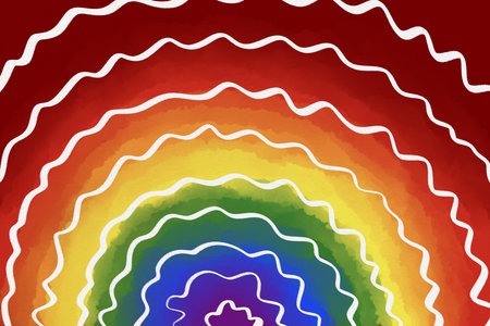 Pride month celebration, gay couple lesbian LGBTQ gender gradient shape heart love rainbow illustration paper textureの写真素材