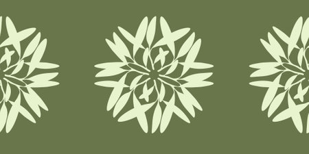 Olive branch with leaves geometric ornament summer spring seamless repeating patternの写真素材