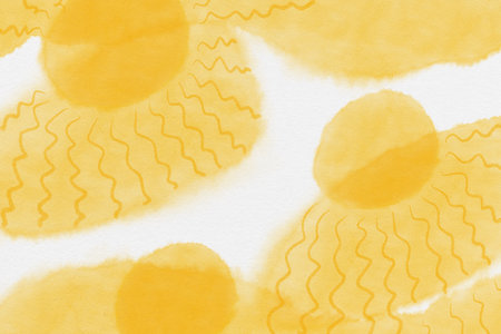 Watercolor yellow sun high quality texture background, design element, frame, wallpaper, minimalistic shape, paper, inkの写真素材