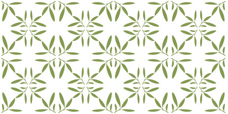 Olive branch with leaves geometric ornament summer spring seamless repeating patternの写真素材