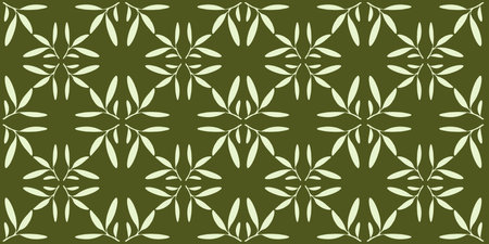 Olive branch with leaves geometric ornament summer spring seamless repeating patternの写真素材