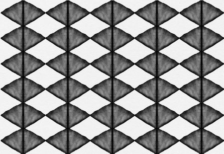 Open closed eyes line art drawing bold black white pattern surface ornament repeated chess geometrical ink watercolorの写真素材