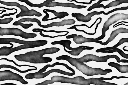 Abstract line zebra animal drawing bold black white pattern surface ornament repeated animalistic skin ink watercolorの写真素材
