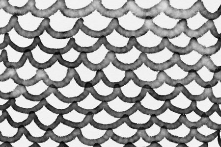 Abstract bubbles snake fish animal drawing bold black white pattern scales ornament dots animalistic skin ink watercolorの写真素材