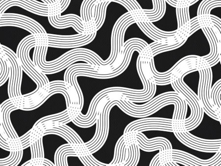 Abstract black white wavy line pattern background geometric design template card element...