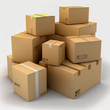 Cardboard boxes for delivery isolated on white. Generative AI. high quality illustrationの素材