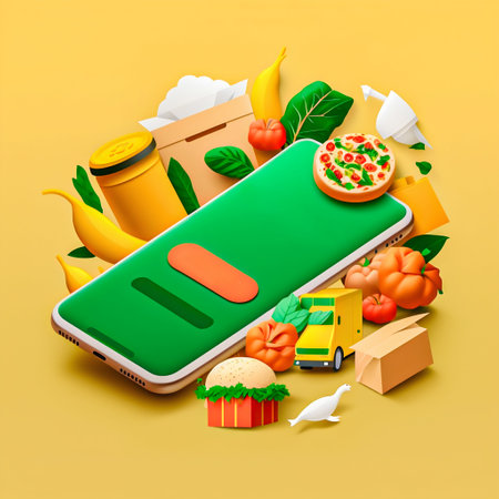 food delivery application. Generative AI. high quality illustrationの素材
