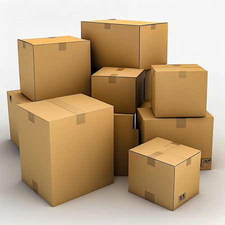 Cardboard boxes for delivery isolated on white. Generative AI. high quality illustrationの素材