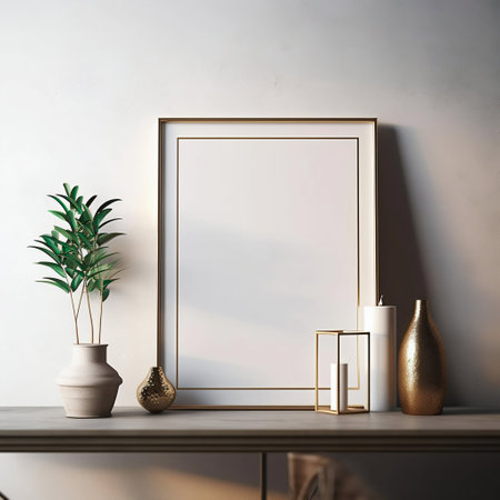 Minimalist White Interior with White Frame. Generative AI. High quality photoの素材