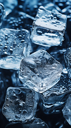 Ice cubes on a dark background. Generative AI. High quality illustrationの素材
