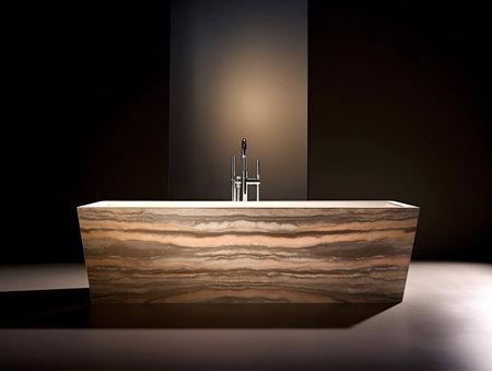 Modern bathtub in a minimalist interior. Generative AI. High quality illustrationの素材