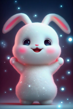 Super cute little baby white rabbit. Generative AI. High quality illustrationの素材